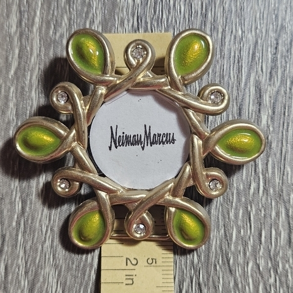 Jay Strongwater Brooch, Mini Frame  2 In 1 Clip Green Enamel Rhinestone ART DECO - Picture 7 of 7